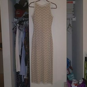 Gold and White Chevron Dress